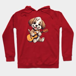 Doggy playing on Guitar Hoodie